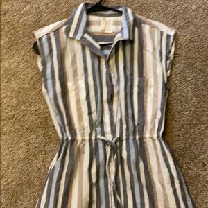 Pastel Nudes striped button down T dress XS